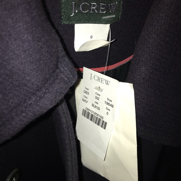 Jcrew NWT icon trench wool boulevard coat in Navy sz 0 - Picture 2 of 16